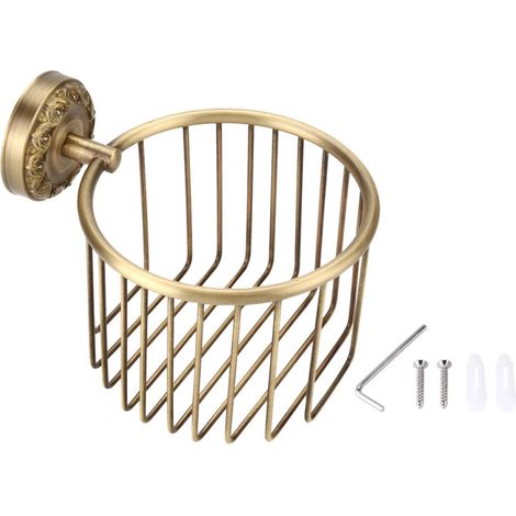 Soporte para papel higiénico, jabonera de pared, acabado dorado antiguo, baño (1/5)