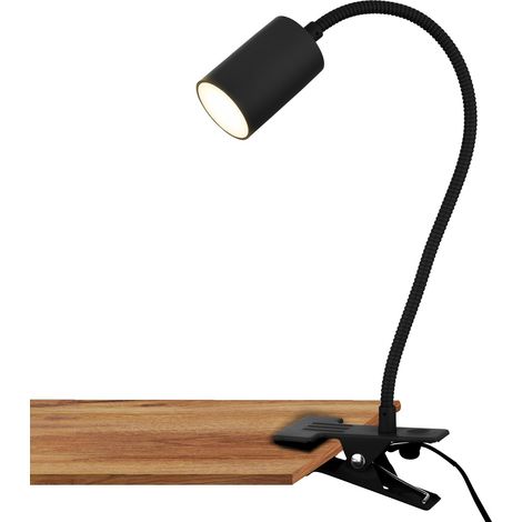 Lampe de bureau avec interrupteur à fil, couleur de lumière blanc chaud, orientable, lampe à pince, lampe de chevet, hauteur 40cm, noir (1/5)