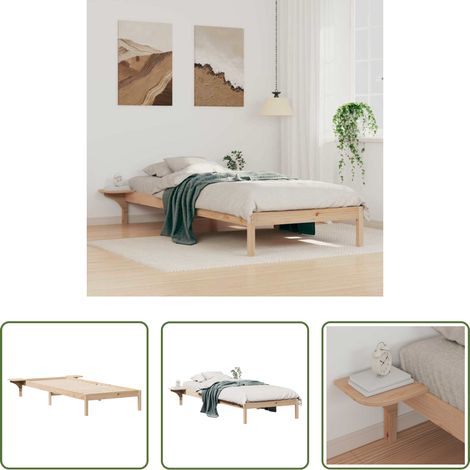 Cadre de lit naturel - Cadre de lit avec tables de chevet Naturel 100 x 220 cm (1/5)