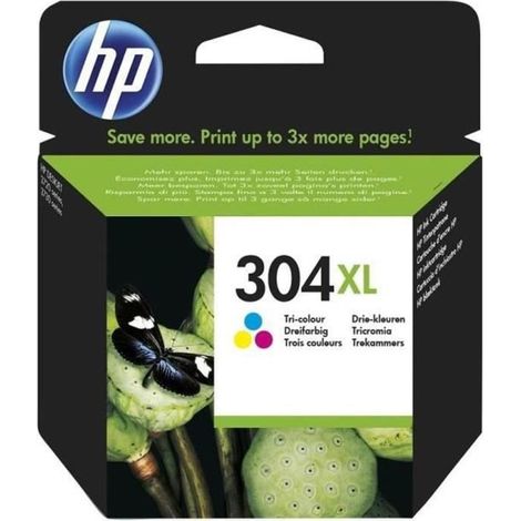HP 304XL Cartouche d'encre trois couleurs authentique (N9K07AE) pour HP DeskJet 2620/2630/3720/3730