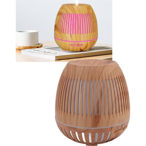 Luftbefeuchter in Holzoptik, 400 ml, 8 W, 24 V, Fernbedienung, 35 dB, ultraleiser Diffusor für ätherische Öle mit farbigen LED-Leuchten, 100–240 V EU-Stecker (1/5)