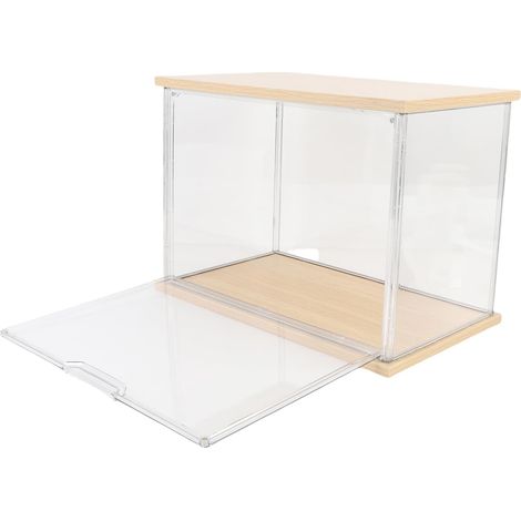 Vitrine de Figurines en Acrylique Transparent avec Base en Bois - 14,3 X 8,7 X 10,7 Pouces - Boîte de Rangement d'objets de Collection à l'épreuve pour Figurines d'action, Statues de (1/5)
