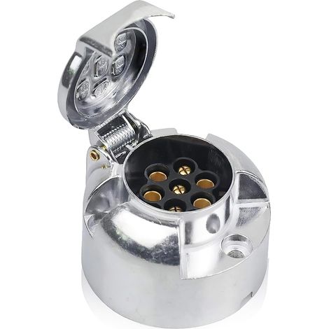 Lntyq Prise Remorque 7 Broches Metal connecteur d'attelage de remorque 7 Pole 12V Femelle- coulée d'aluminium