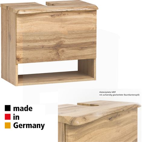 Waschbeckenunterschrank mit Abdeckplatte in Baumkantenoptik KAHLA-03 in Wotan Eiche Nb., B/H/T: ca. 61/54/40 cm (1/5)