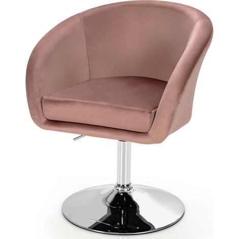 COSTWAY Silla de Bar de Terciopelo Giratoria, Taburete de Ocio de Respaldo Ajustable con Esponja Elástica, Apoyabrazos Cómodos, Base Estable, Taburete de Pub Moderno para Cocina Oficina (Rosa) (1/5)