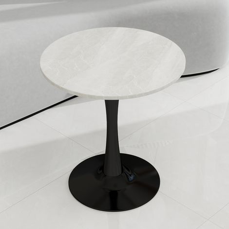 Couchtisch Beistelltisch rund Kunstmarmor Schwarz Weiß OKMYHOME (1/5)