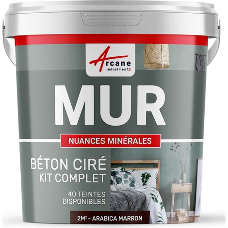 Arcane Industries – Kit complet béton ciré pour murs – 2 m² – Finition mate Arabica marron – Application facile sur supports variés (1/5)