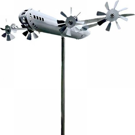 Kreative Windmühle aus Metall, vielseitiges Dekorationsobjekt für den Garten, hergestellt aus Flugzeugteilen. (1/5)