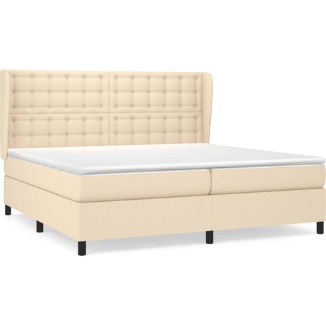 Maison Exclusive - Giroletto a Molle con Materasso Crema 200x200 cm in Tessuto (1/5)