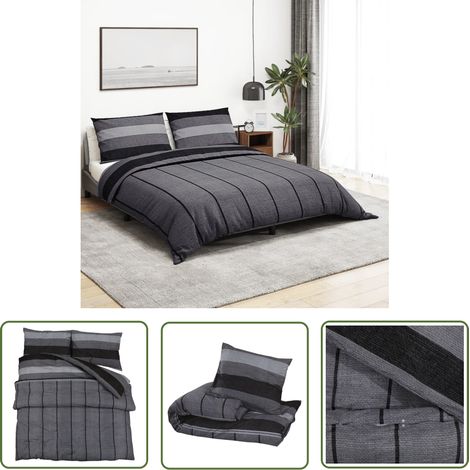 The Living Store Ensemble de housse de couette gris foncé 220x240 cm Coton - Housses De Couette - Linge De Lit - Drap Housse - Literie - Coton (1/5)