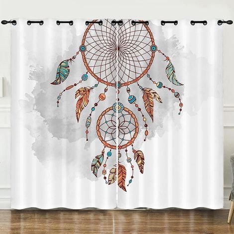 Rideaux De Fenêtre Occultants 3D Plume Géométrique 280 X 250 Cm (L X H) Rideaux À Oeillets Occultant Thermiques pour Chambre d'enfant Cuisine Salon Chambre Décoration Bureau Hôtel Restaurant - 280 x 2 (1/5)