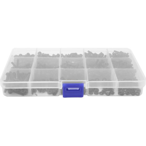 Kit de vis nylon M3 600 pièces, tête bombée cruciforme 5-25 mm, avec rondelles et écrous, noir (1/5)