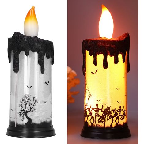 Gruselige Halloween-LED-Kerze, elektronische Kerze für schaurige Indoor-/Outdoor-Partys, festliche Gartendekoration, batterielos, tanzendes Skelett. (1/5)