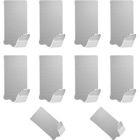 Ganchos autoadhesivos de acero inoxidable - Juego de 8 piezas. Estos ganchos autoadhesivos de acero inoxidable son perfectos para cocinas, baños, toallas, llaves y otros artículos del hogar. Son resis (1/5)