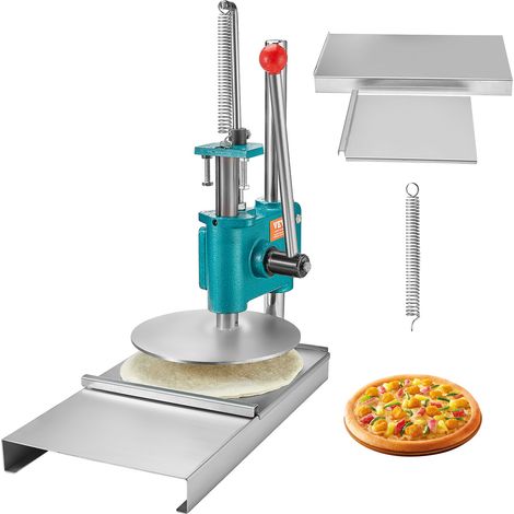 VEVOR Prensa de Pasta Máquina de Pizza Manual Diámetro de 24cm con Bandeja de Acero Inoxidable Formadora de Pizza Domestica Altura Ajustable para Tartas Tortillas Panes Pizzerías Panaderías Cafeterías