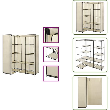 Garde-robe d'angle Crème 130 x 87 x 169 cm - Armoire D'angle - Rangement - Placard - Vestiaire - Commode (1/5)