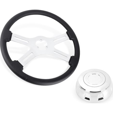 Car modification parts, truck wooden steering wheel, 18-inch 460mm 3-hole, classic car retro mahogany steering wheel - STW072 (microfiber leather, black). (1/4)