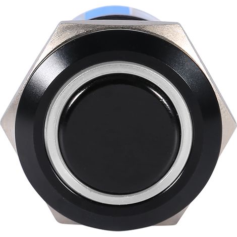 Interrupteur plat à bouton marche/arrêt étanche noir 19 mm 12-24 V avec LED blanche (1/3)