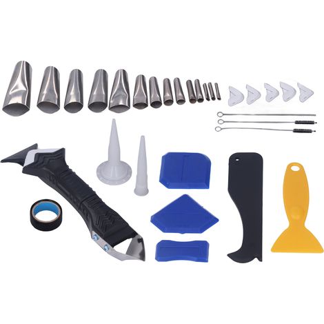 Ensemble d'outils de calfeutrage 5 en 1 : pelle multifonctionnelle, grattoir d'angle, outil de finition pour mastic silicone (1/5)