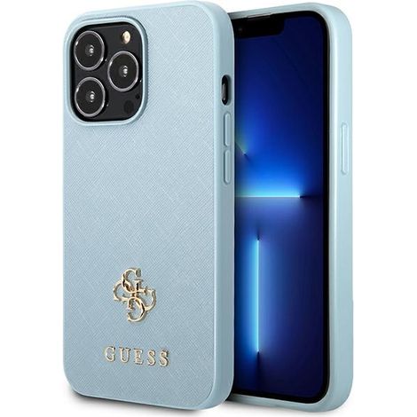Guess GUHCP13LPS4MB iPhone 13 Pro / 136.1 custodia rigida blu/blu Saffiano 4G piccolo logo in metallo (1/5)