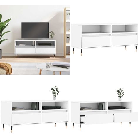 TV-Schrank Weiß 100x34,5x44,5 cm Holzwerkstoff - TV Schrank - Fernsehtisch - Holz Sideboard - Weißer TV Stand - Regal Für Wohnzimmer - Home & Living