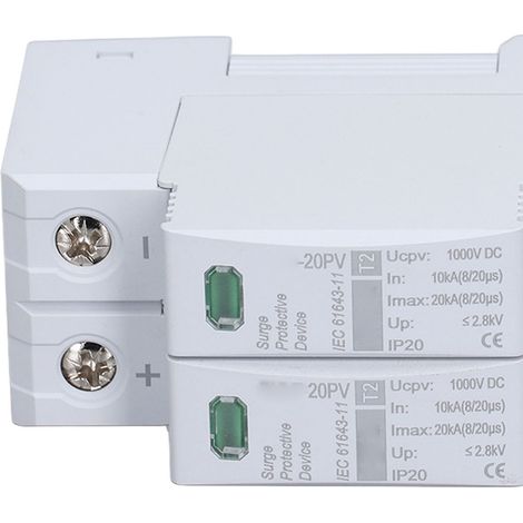 DC-Solar-PV-Überspannungsschutz 2-polig 10 bis 20 kA 35-mm-DIN-Schienenmontage 1000 V DC (1/5)