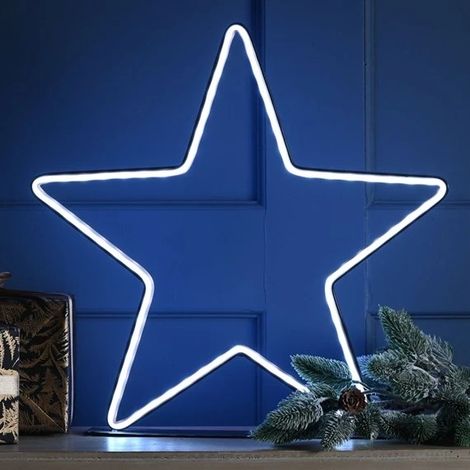 Festive 40cm Neon Flex Red Green and Blue Christmas Star on Stand with Remote (1/3)