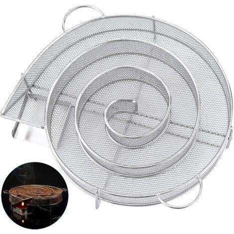Panier en maille fumée en acier inoxydable. boîte à fumée barbecue extérieur fumé plat. rond (1/5)