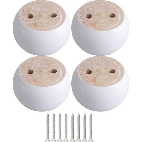 Un ensemble de quatre pieds de meubles ronds en bois d'eucalyptus blanc, mesurant 8 x 8 x 5 cm, peut supporter un poids d'environ [poids en kg]. (1/5)
