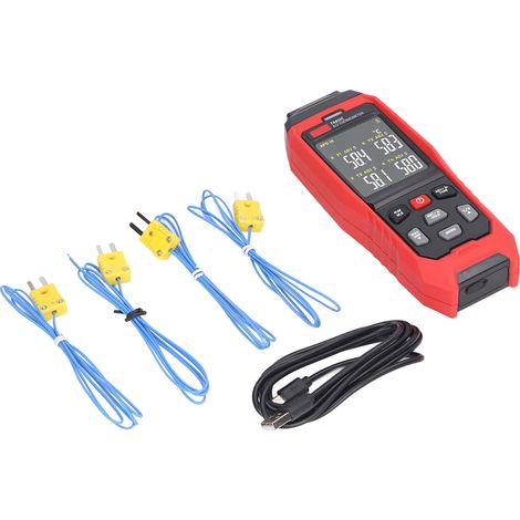 Thermomètre TA612C, sonde thermocouple type K, thermomètre de contact 4 canaux, appareil de mesure sans pile inclus (1/5)