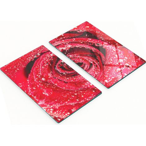 Tablas de servir de cristal para cocina con dise帽o de gotas de agua de rosas, 2 x 30 x 52 cm.