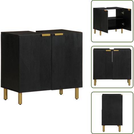 vidaXL Armoire lavabo de salle de bain noir bois d'ingénierie