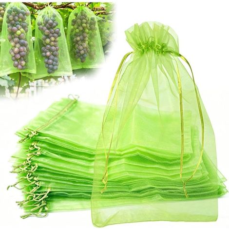 50 Sachets de Protection pour Raisin XXL 50x35 cm, Filet en Organza Respirant Anti-Oiseaux et Insectes, Sac à Fruits Réutilisable pour Vigne, Cerise, Poire (1/5)