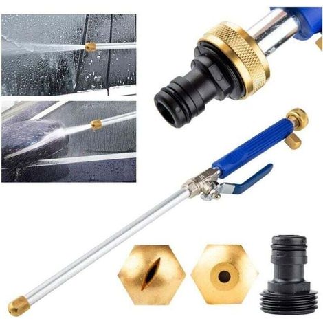 Buse à Eau Haute Pression Lance à Eau pour Pistolet avec 2 Buses de Nettoyage Buses de pulvérisation Raccord de Tuyau d'arrosage 45 cm Douche de Jardin Hydro Jet Power-Bleu