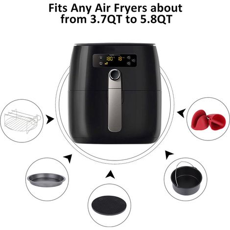 Accessoires pour friteuse à air chaud, kit universel XL pour Tower Duronic et Philips (3,3 L), ensemble de 7 à 8 pouces (1/5)