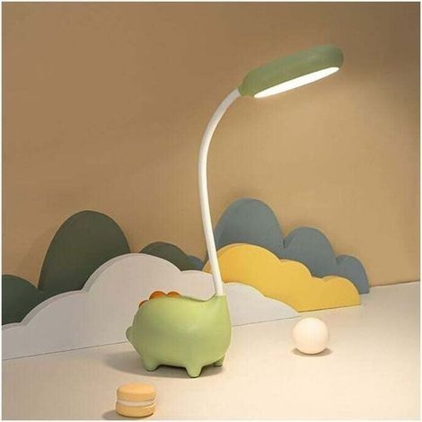 Lampe de bureau unique en forme de dinosaure Veilleuse LED pour enfants Charge sans fil Étudiant Apprentissage Lampe de protection des yeux Vert (1/4)