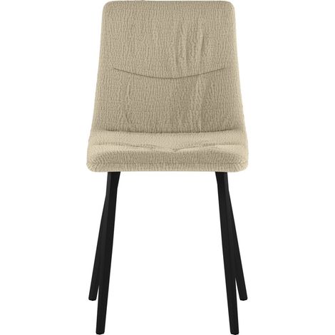 Sedia Ariel in tessuto Easy-Clean beige con struttura in metallo nero - Sedia da pranzo dal design contemporaneo ed elegante (1/5)