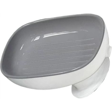 [NON UTILIZZATO] Portasapone grigio, 8,5 x 139 cm, facile da installare, in plastica, con ventosa anti-accumulo d'acqua, adatto all'uso in bagno.