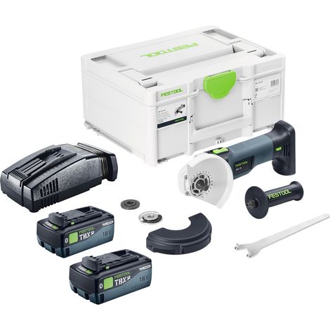 Smerigliatrice angolare a batteria Festool AGC 18-125 Basic 18 V 125 mm brushless + 2x batteria 8,0 Ah + caricatore rapido + systainer