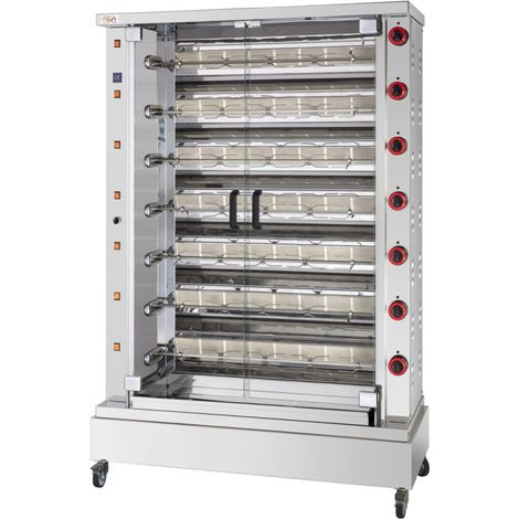 Rôtissoire gaz infrarouge - 42 poulets - 7 broches - 46 000 Kcal/h - DESIN 7 - FECA (1/2)