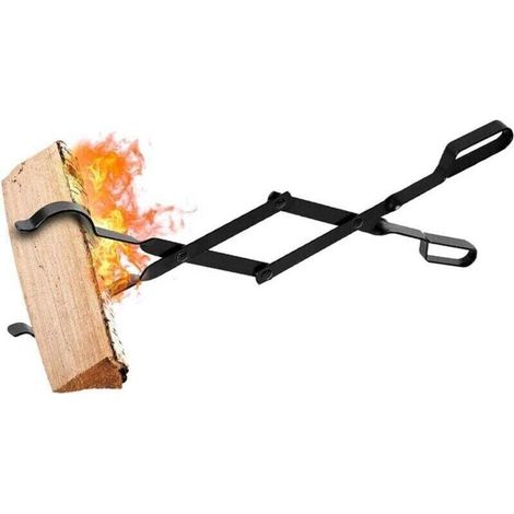 Pince à bois cheminée 66cm avec poignées À toute épreuve Pinces à feu pour Intérieur Poêle à bois Fer forgé Pinces À Bois De plein air Pince à bûches de bois pour Feu de camp Foyer Outils (1/4)
