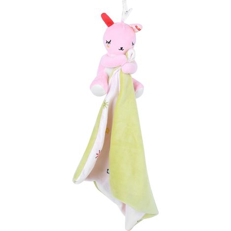 Serviette de réconfort pour bébé, peluche à suspendre, lapin rose, accompagnant une serviette apaisante pour bébé. (1/5)