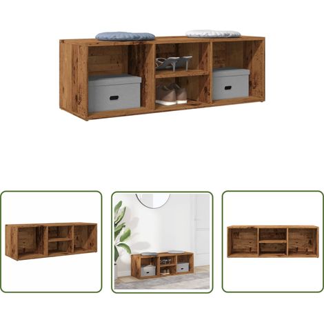 vidaXL Banc de rangement à chaussures vieux bois 105x35x35 cm (1/5)
