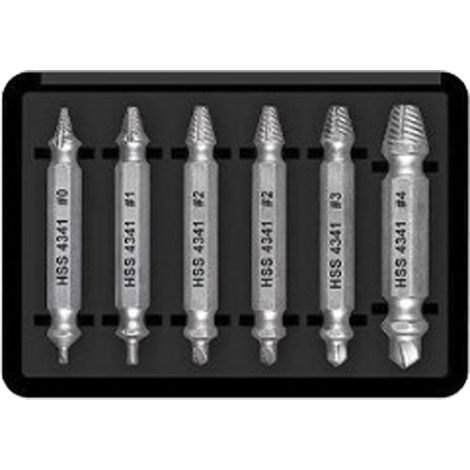 Lot de 6 extracteurs de vis cassées HSS double tête haute dureté argent pour boulons endommagés (1/5)