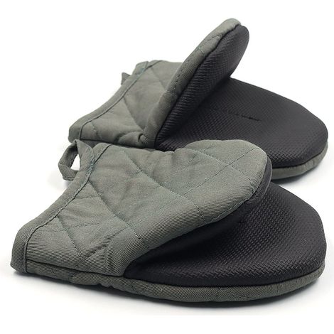 Lot de 2 gants de four, coton, silicone, antidérapant, résistance 260°C, cuisine (1/5)