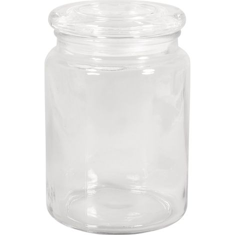 Bocal en verre blanc, transparent, 1 pce., 900ml, ø10cm, goulot ø7,5cm, H.14,5cm, avec couvercle, décoration, rangement, biscuits, bonbons-46048000