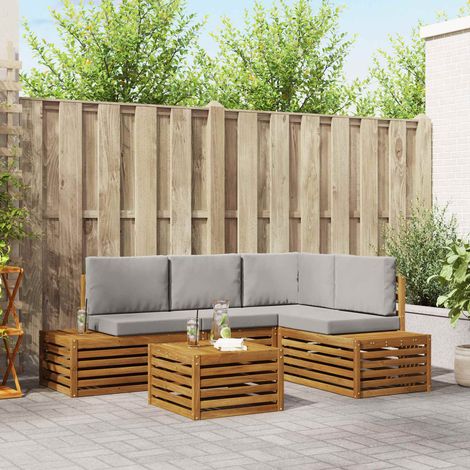 Conjunto de sofás de exterior con cojín Gris Natural y Claro (1/5)