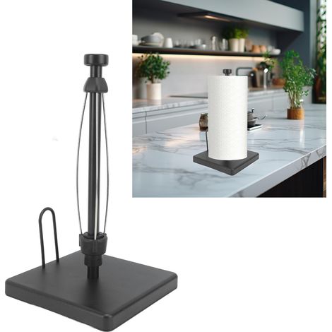 Porte-serviettes en papier avec effet d'amortissement sans perforation utilisable d'une seule main pour la maison Acier Inoxydable Noir (1/5)