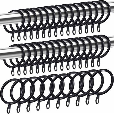 Anneaux rideaux en métal - PZCC - Ø30 mm - Noir - Paquet de 40 - Œillets coulissants (1/4)