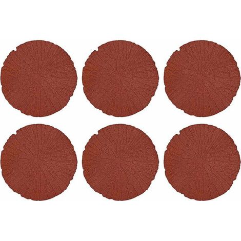 Six pierres de marche en caoutchouc rouge, chacune de 45 cm de diamètre et de 1,8 cm de hauteur. (1/5)